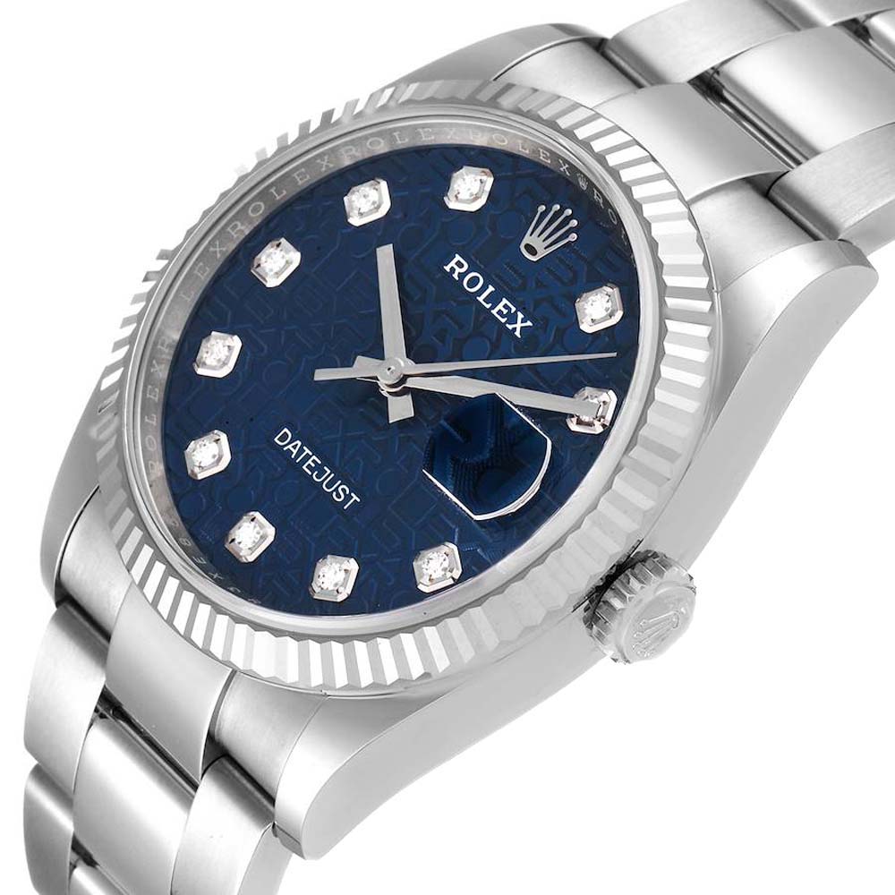 

Rolex Blue Diamonds 18K White Gold And Stainless Steel Datejust 126234 Men's Wristwatch 36 MM