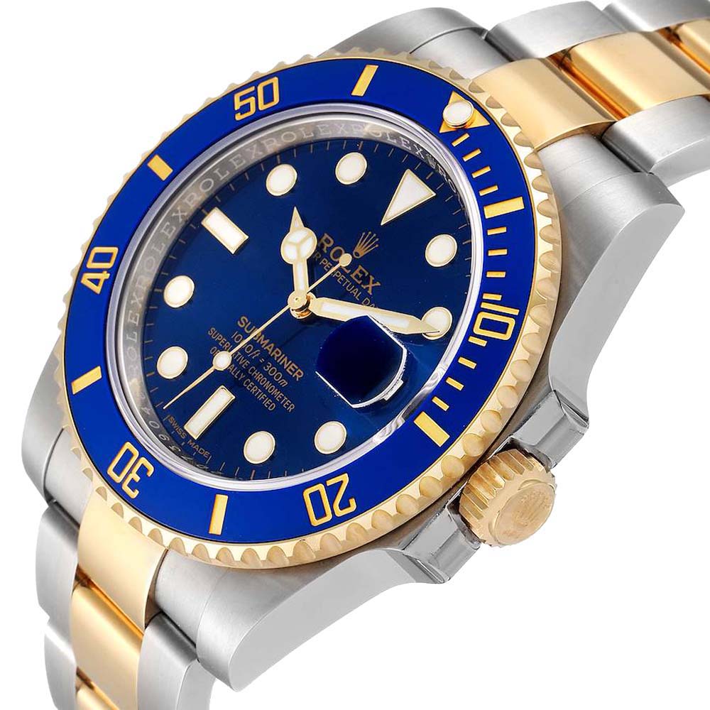 

Rolex Blue 18K Yellow Gold And Stainless Steel Submariner 116613 Men's Wristwatch 40 MM