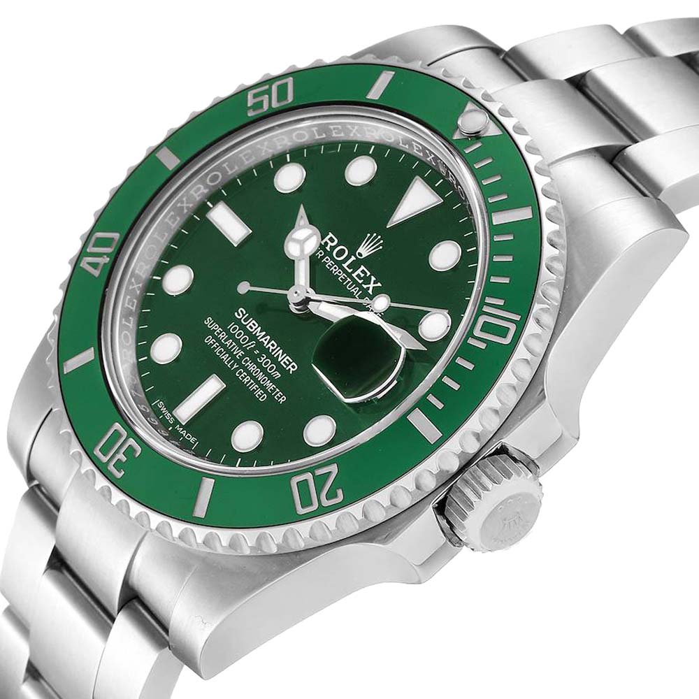 

Rolex Green Stainless Steel Submariner Hulk 116610 Men's Wristwatch 40 MM