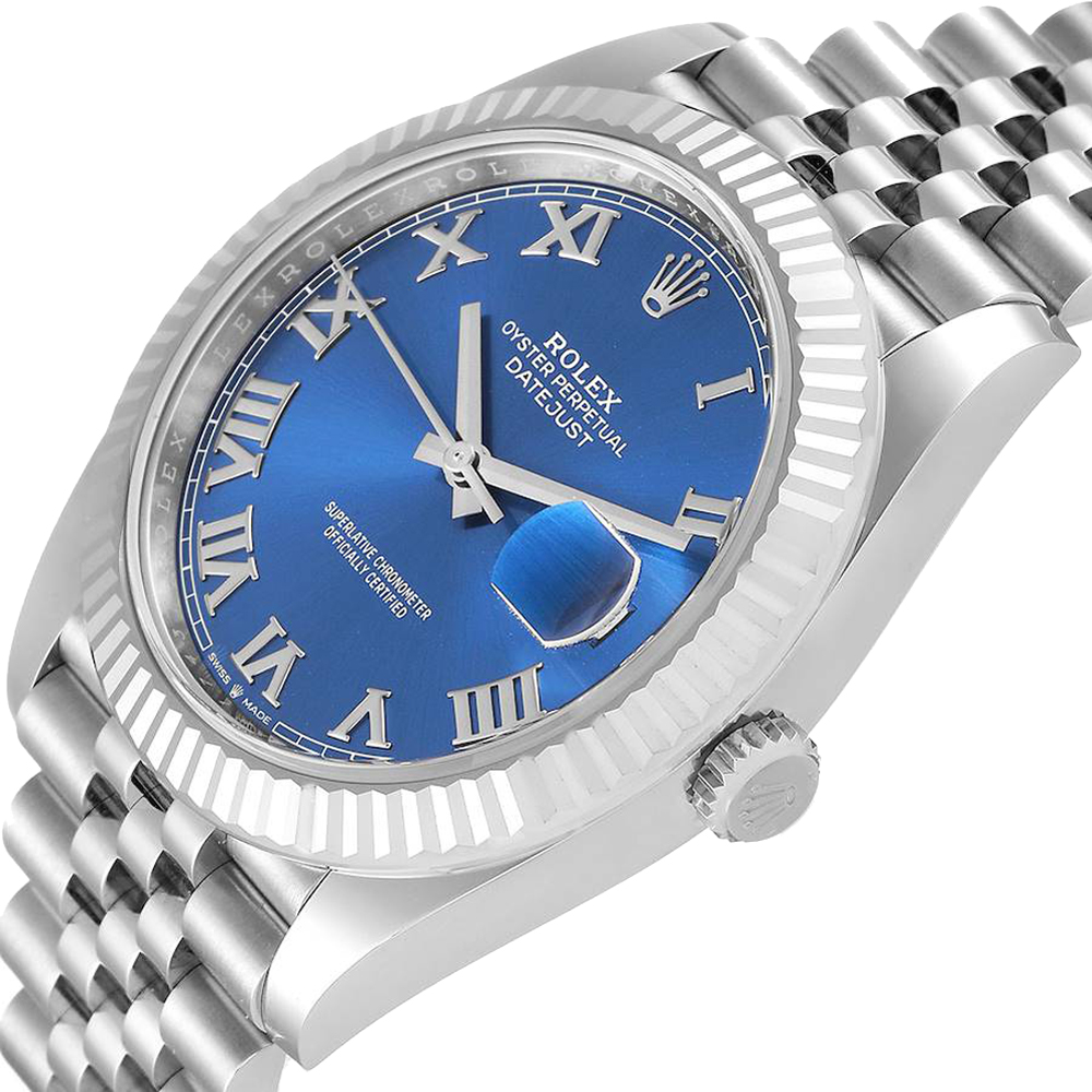 

Rolex Blue 18K White Gold And Stainless Steel Datejust 126334 Men's Wristwatch 41 MM