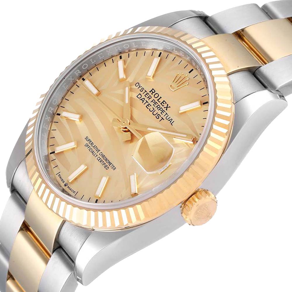 

Rolex Golden Palm 18K Yellow Gold And Stainless Steel Datejust 126233 Men's Wristwatch 36 MM