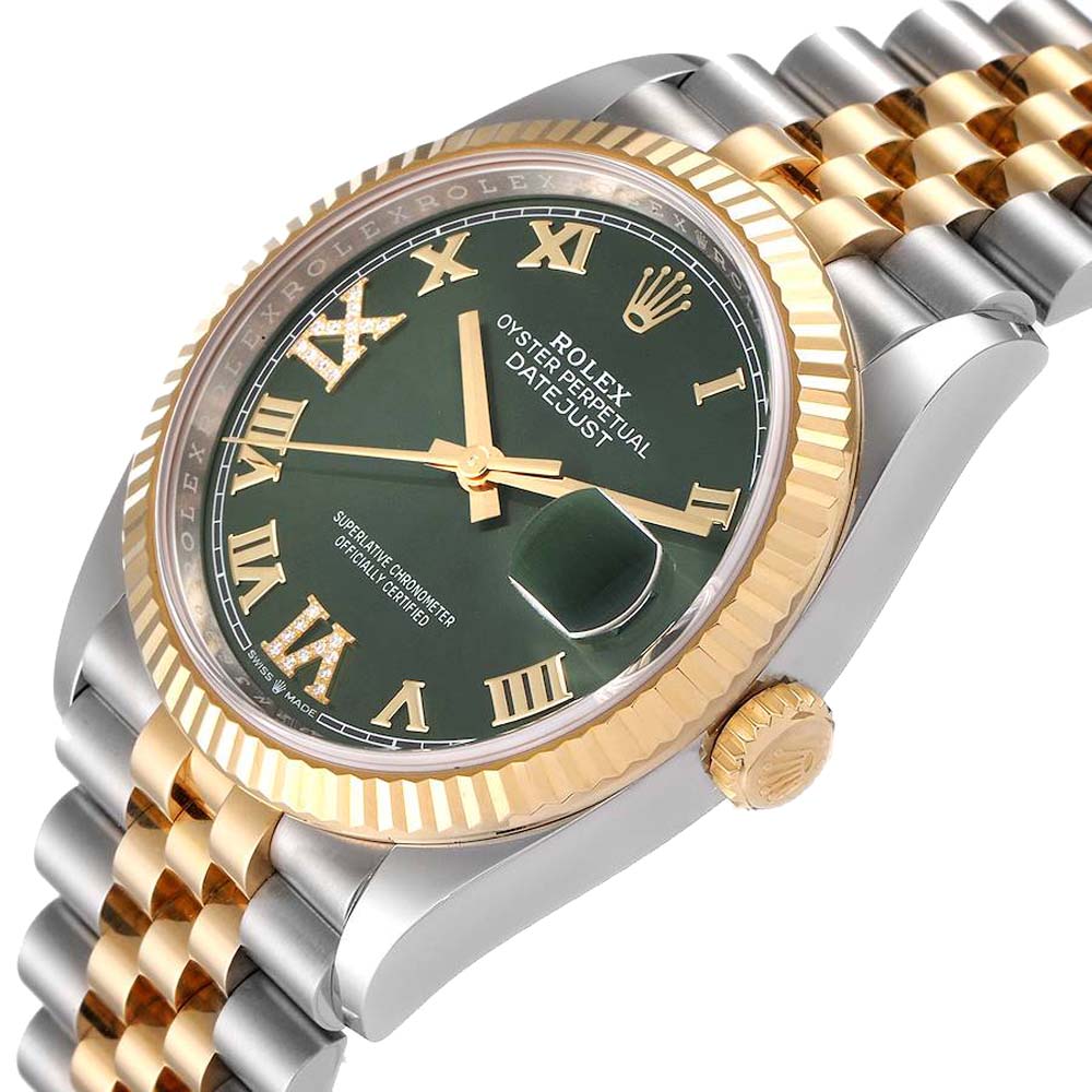 

Rolex Green Diamonds 18K Yellow Gold And Stainless Steel Datejust 126233 Men's Wristwatch 36 MM