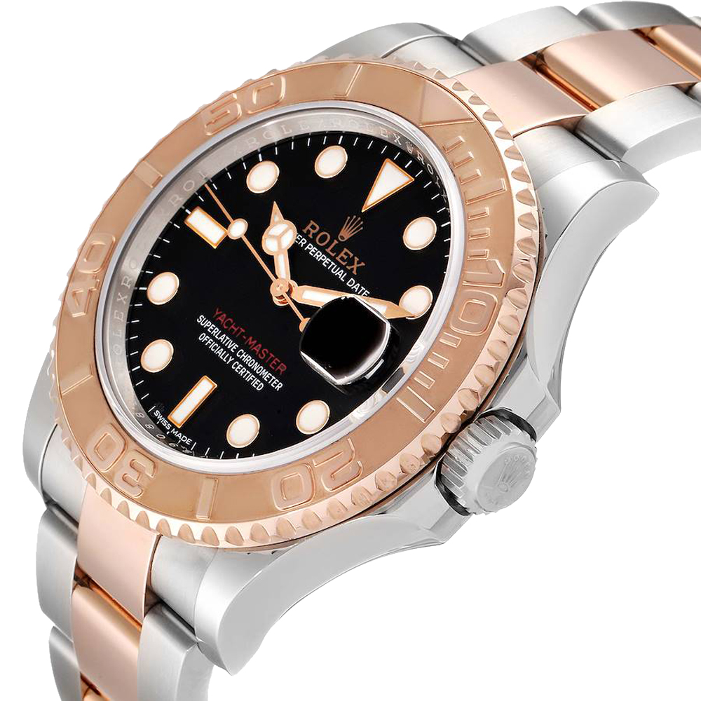 

Rolex Black 18K Rose Gold And Stainless Steel Yachtmaster 116621 Men's Wristwatch 40 MM