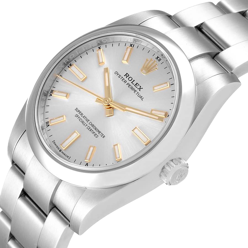 

Rolex Silver Stainless Steel Oyster Perpetual 124200 Men's Wristwatch 34 MM