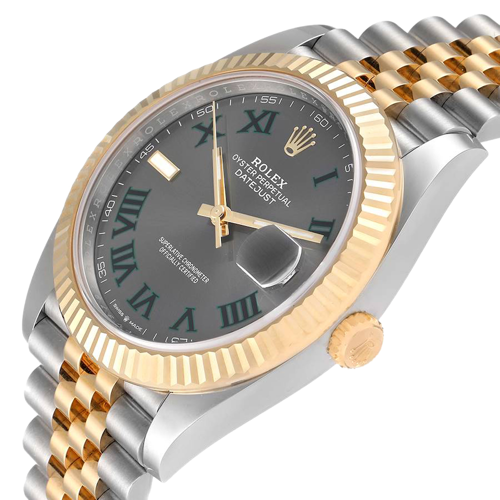 

Rolex Grey 18K Yellow Gold And Stainless Steel Datejust Wimbledon 126333 Men's Wristwatch 41 MM