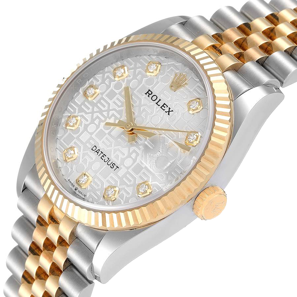 

Rolex Silver Diamonds 18k Yellow Gold And Stainless Steel Datejust 126233 Women's Wristwatch 36 MM