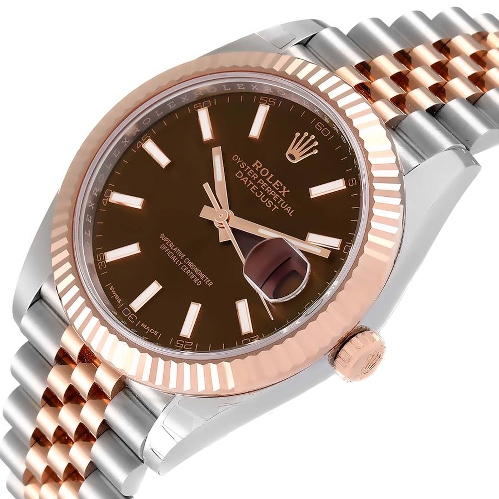 

Rolex Chocolate 18K Rose Gold Stainless Steel Datejust 126331 Men's Wristwatch, Brown