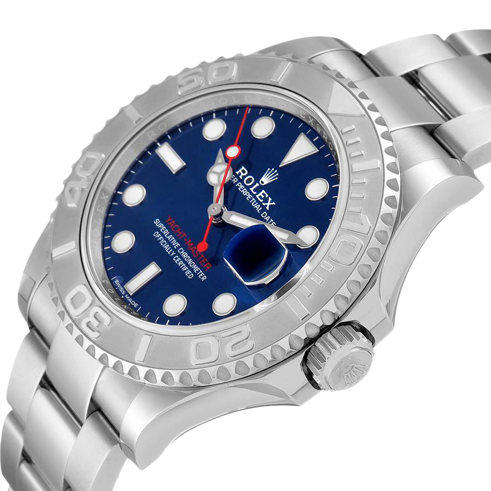 

Rolex Blue Stainless Steel Platinum Yachtmaster 116622 Men's Wristwatch