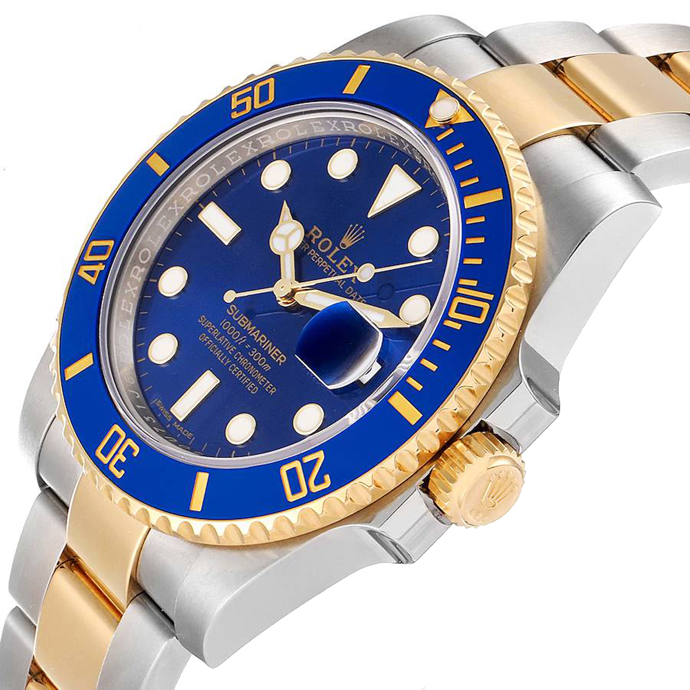 

Rolex Blue 18K Yellow Gold Stainless Steel Submariner 116613 Men's Wristwatch