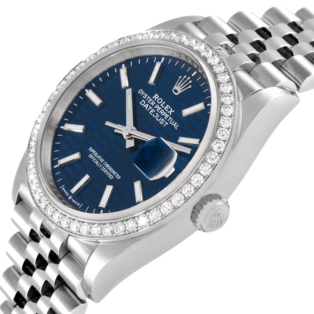 

Rolex Blue Stainless Steel Diamond Datejust 126284 Men's Wristwatch
