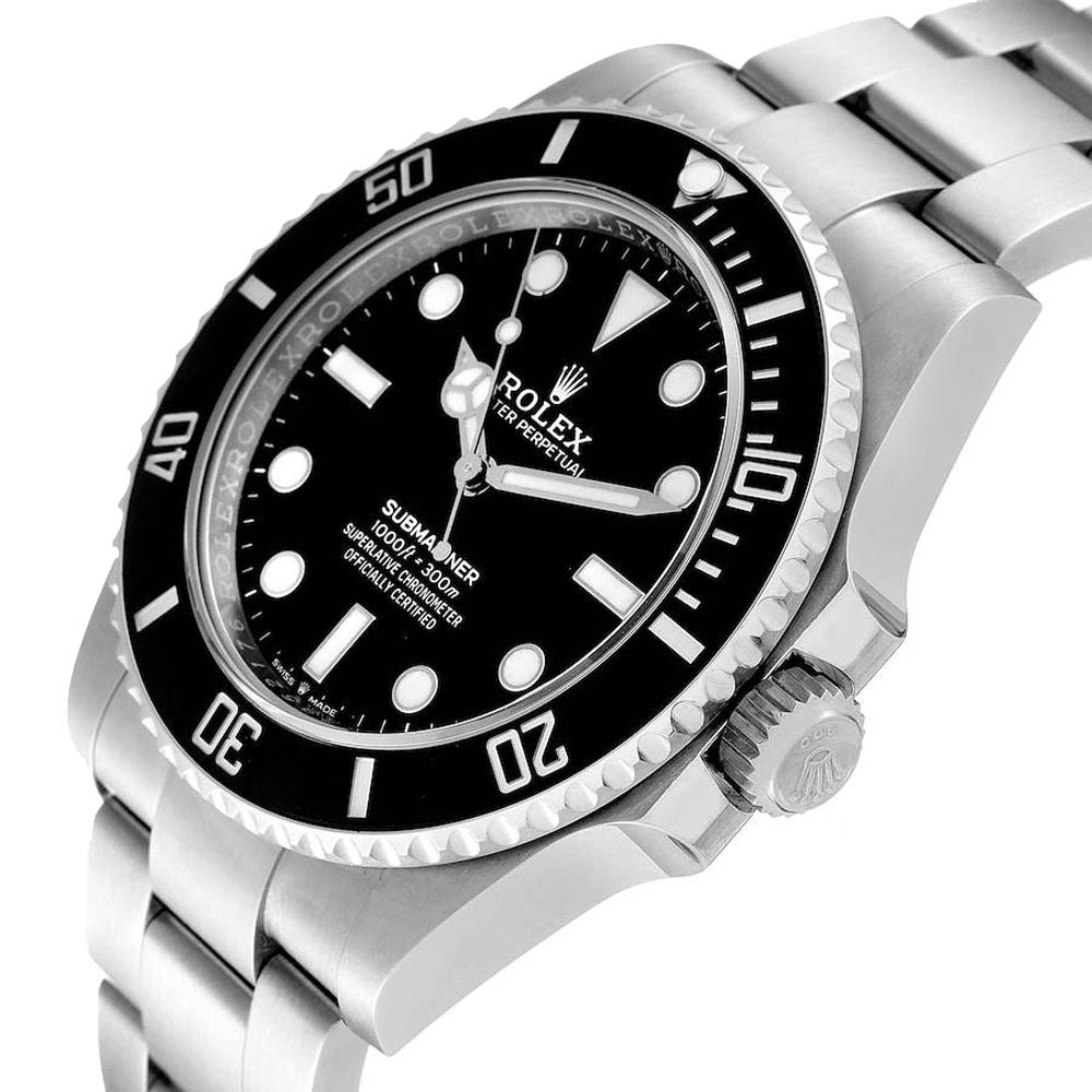 

Rolex Black Stainless Steel Submariner Non-Date 124060 Men's Wristwatch