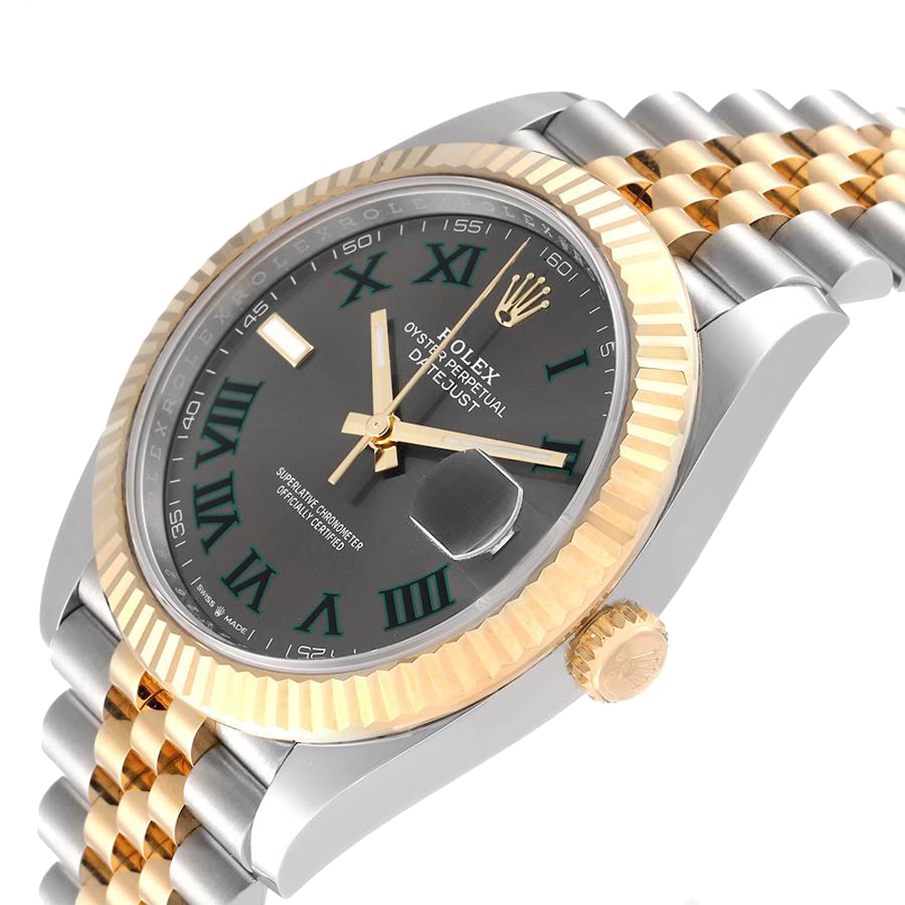 

Rolex Grey 18K Yellow Gold And Stainless Steel Datejust Wimbledon 126333 Automatic Men's Wristwatch 41 MM