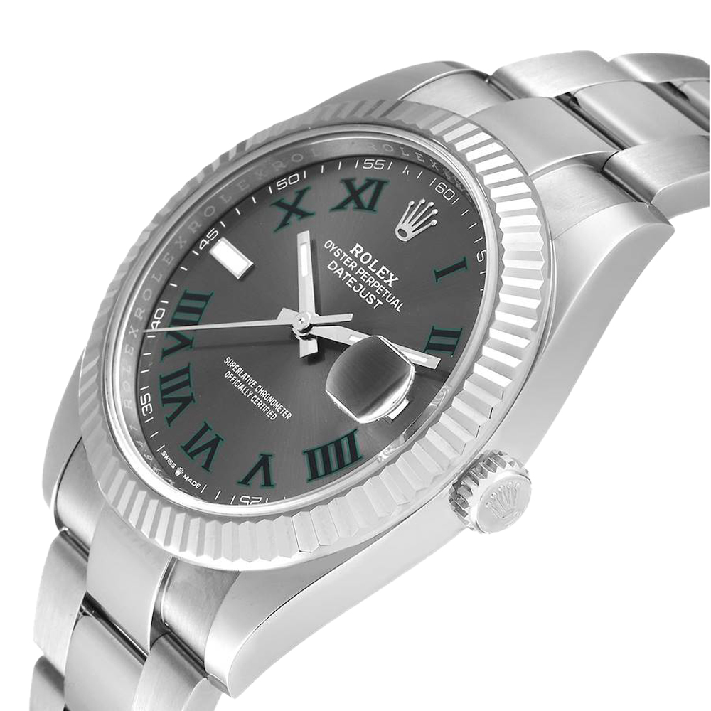 

Rolex Grey Stainless Steel Datejust Wimbledon 126334 Men's Wristwatch 41 MM