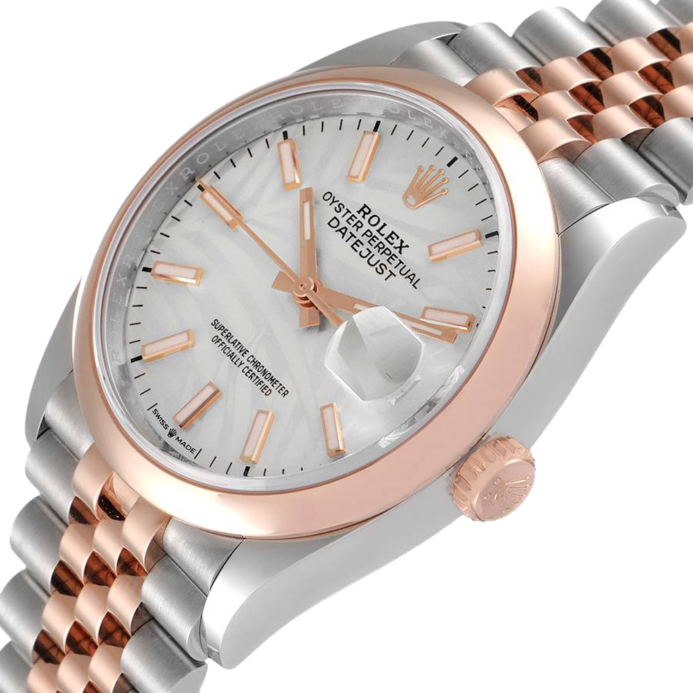 

Rolex Silver 18K Rose Gold And Stainless Steel Datejust 126201 Men's Wristwatch 36 MM