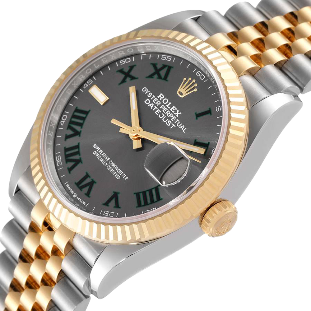 

Rolex Grey 18K Yellow Gold And Stainless Steel Datejust Wimbledon 126233 Men's Wristwatch 36 MM