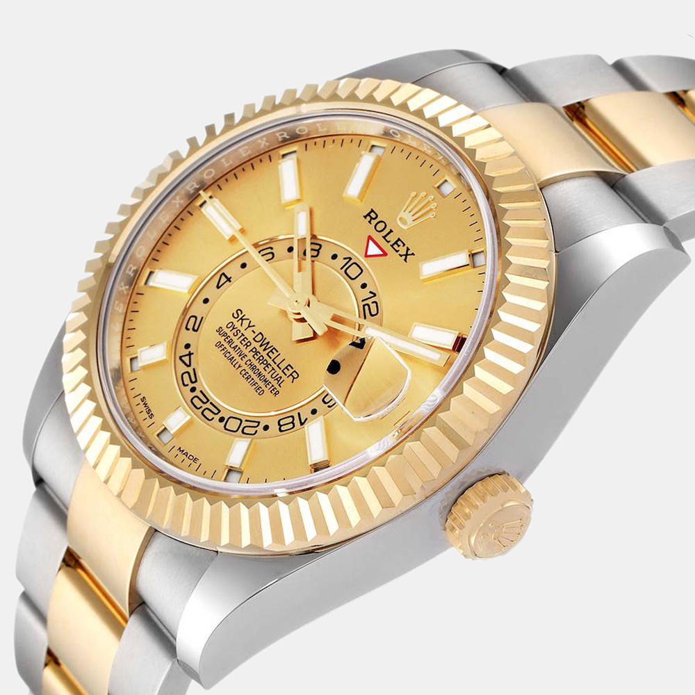 

Rolex Champagne 18K Yellow Gold And Stainless Steel Sky Dweller 326933 Men's Wristwatch 42 mm