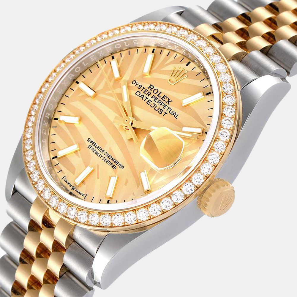 

Rolex Champagne Diamonds 18K Yellow Gold And Stainless Steel Datejust 126283 Automatic Men's Wristwatch 36 mm