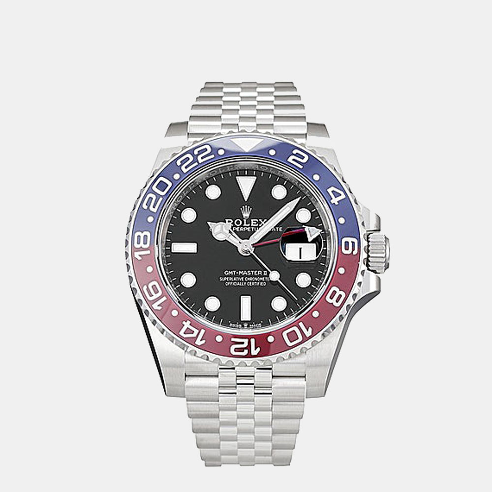 Pre-owned Rolex Pepsi Jubilee Stainless Steel Gmt-master Ii Men's Wristwatch 40 Mm In Black