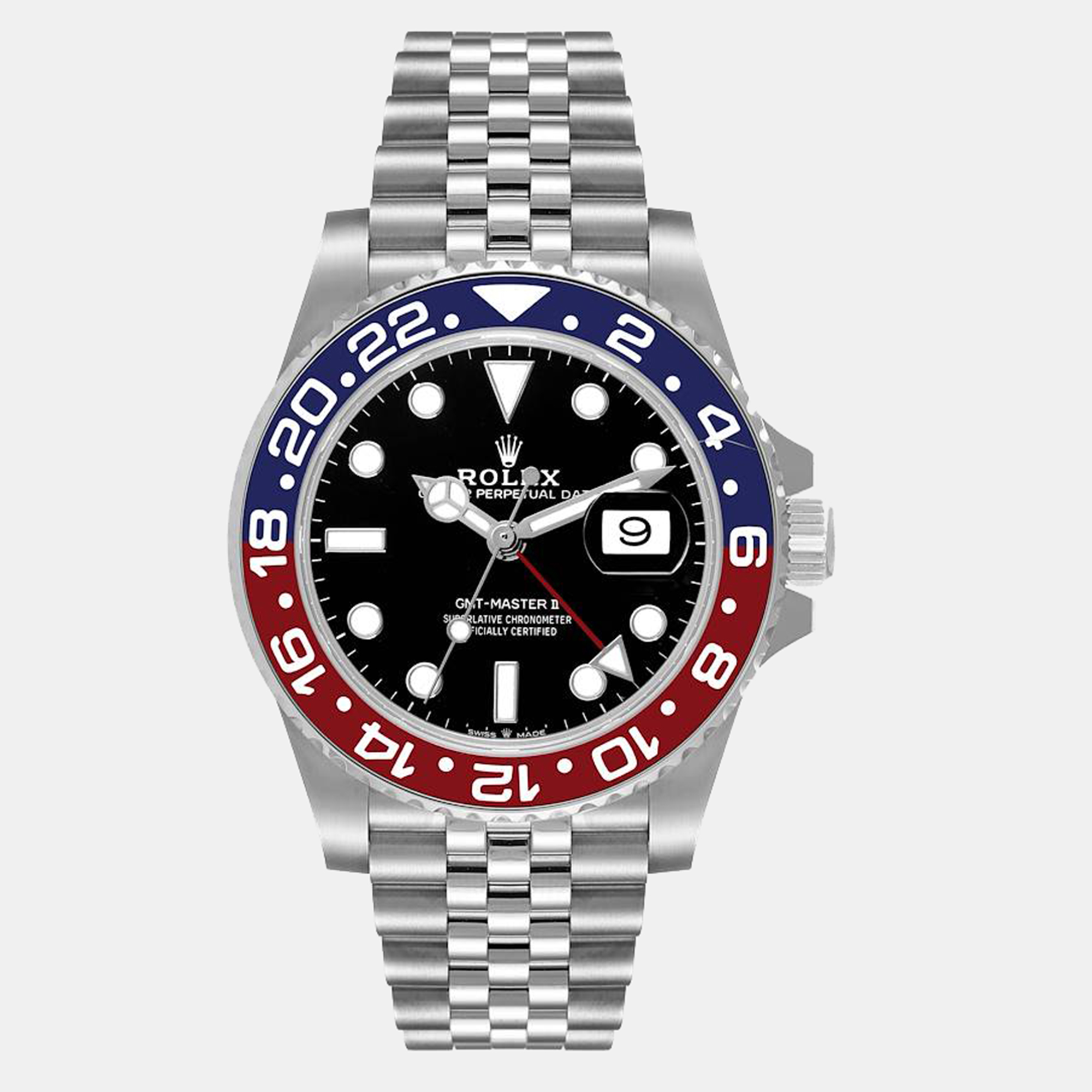 

Rolex Pepsi Jubilee Stainless Steel GMT-MASTER II Men's Wristwatch 40 mm, Black
