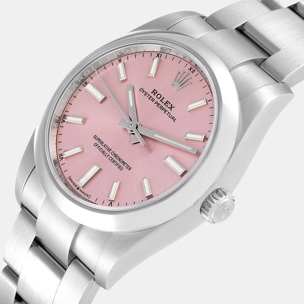 

Rolex Pink Stainless Steel Oyster Perpetual 124200 Women's Wristwatch 34 mm