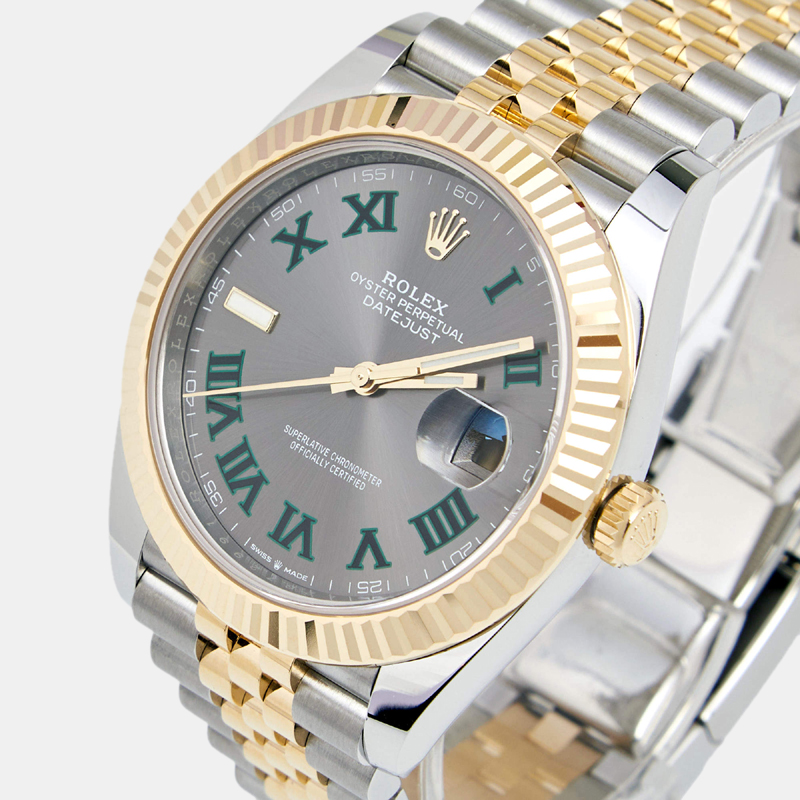 

Rolex Slate 18K Yellow Gold Stainless Steel Datejust 126333 Men's Wristwatch 41 mm, Grey