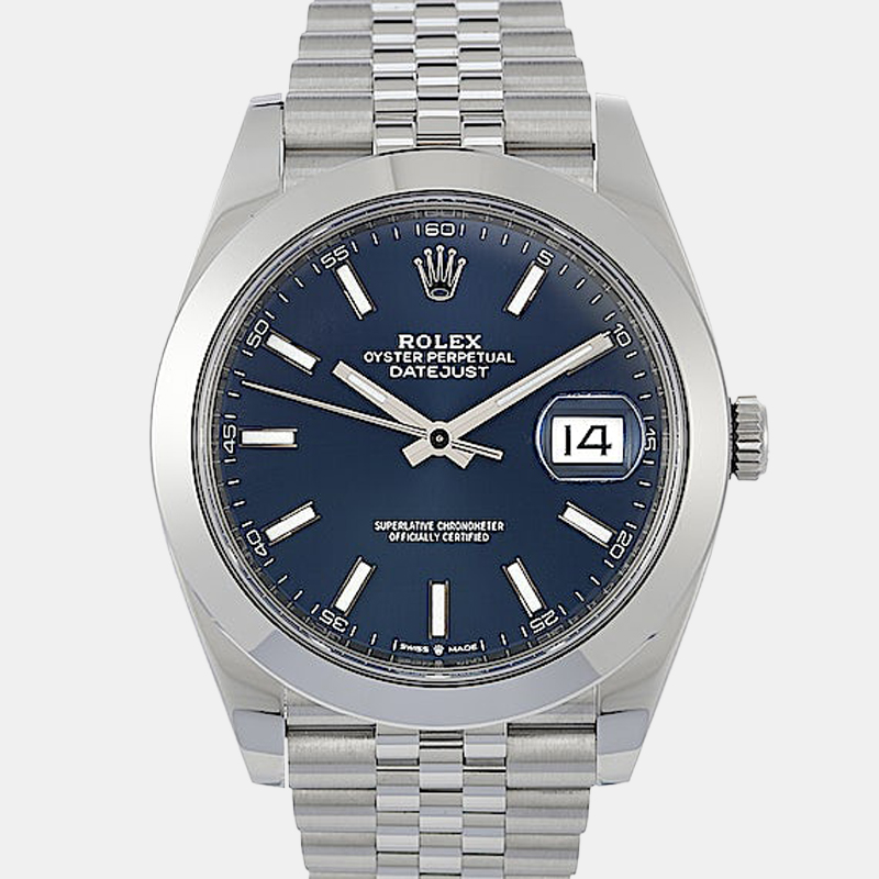 

Rolex Blue Stainless Steel Datejust 126300 Men's Wristwatch 41 mm