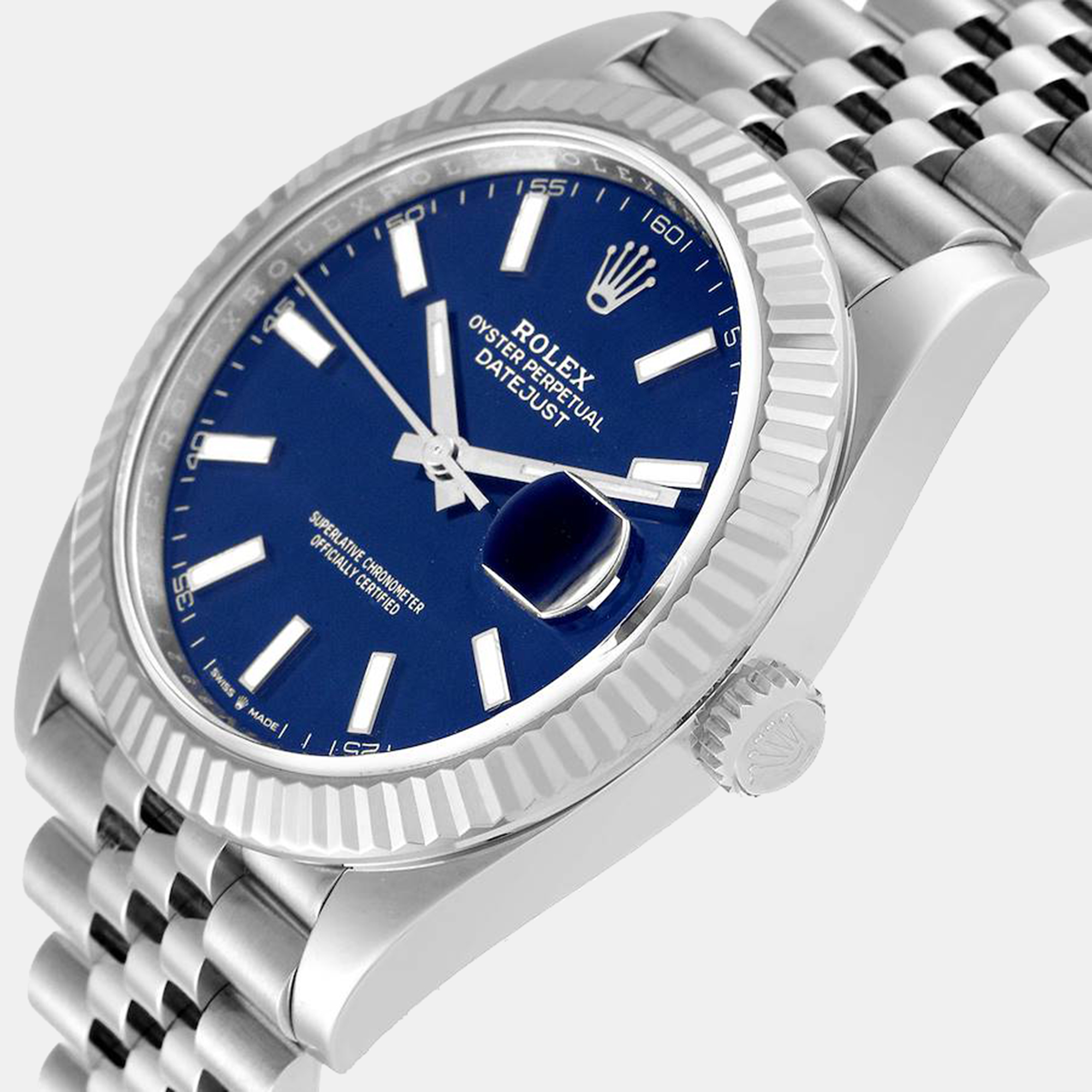 

Rolex Blue Dial Jubilee Stainless Steel & 18k White Gold Datejust 41 Men's Wristwatch 41 mm