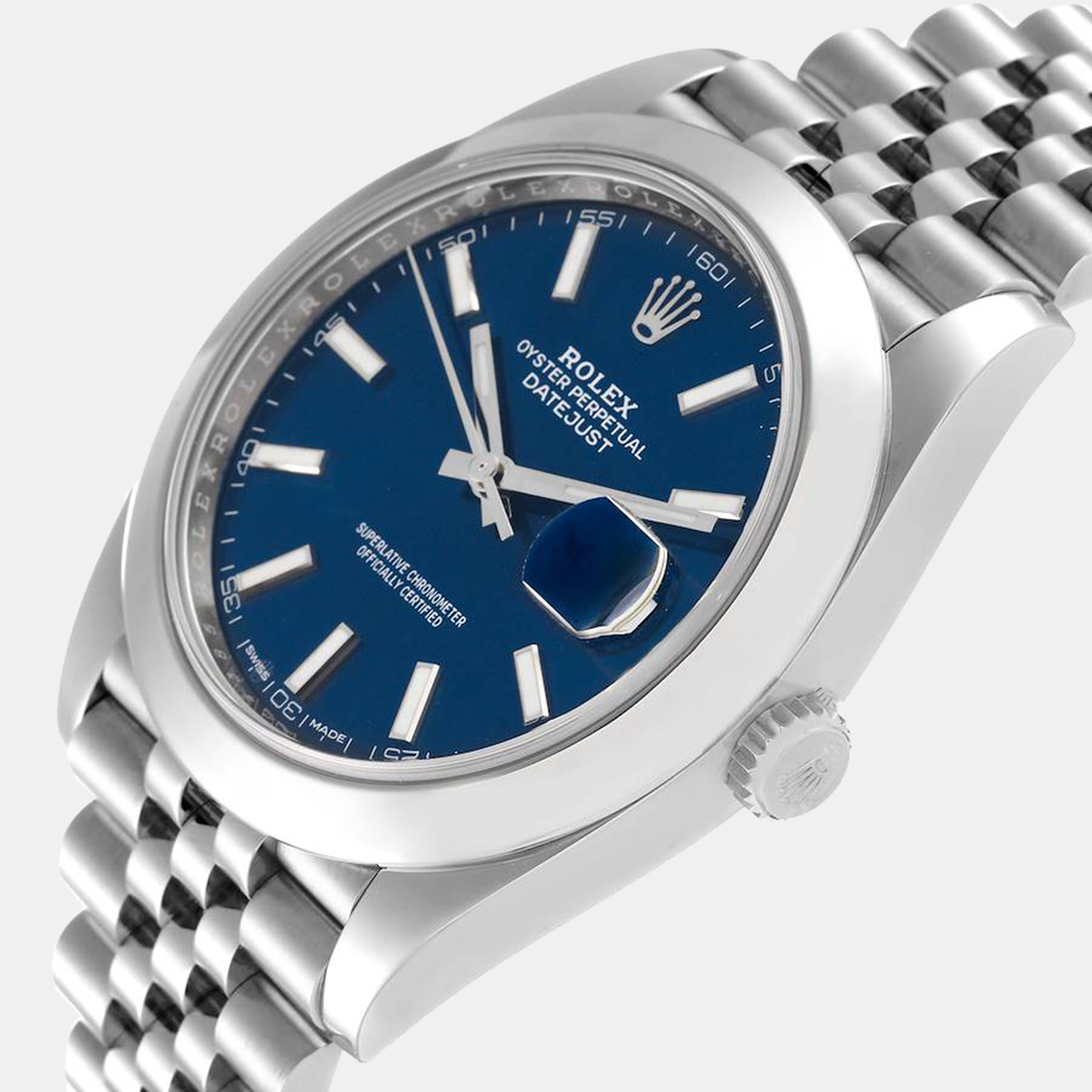 

Rolex Blue Stainless Steel Datejust 126300 Men's Wristwatch 41 mm