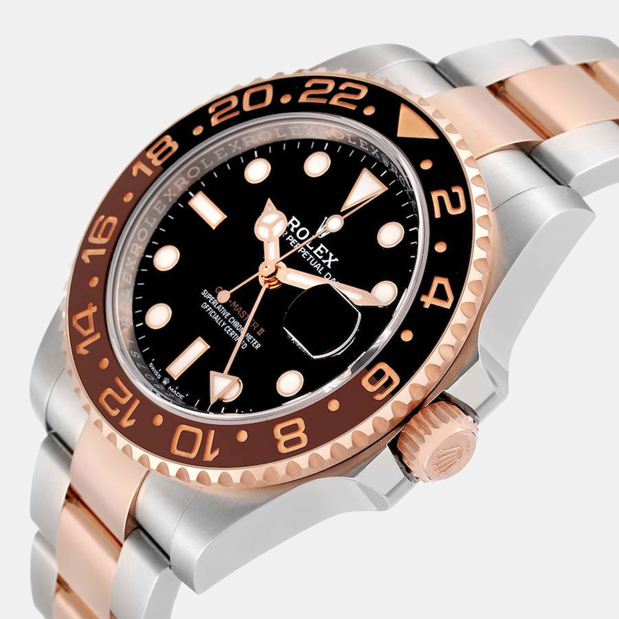 

Rolex Rootbeer Stainless Steel &18K Rose Gold GMT-MASTER II Men's Wristwatch 40 mm, Black