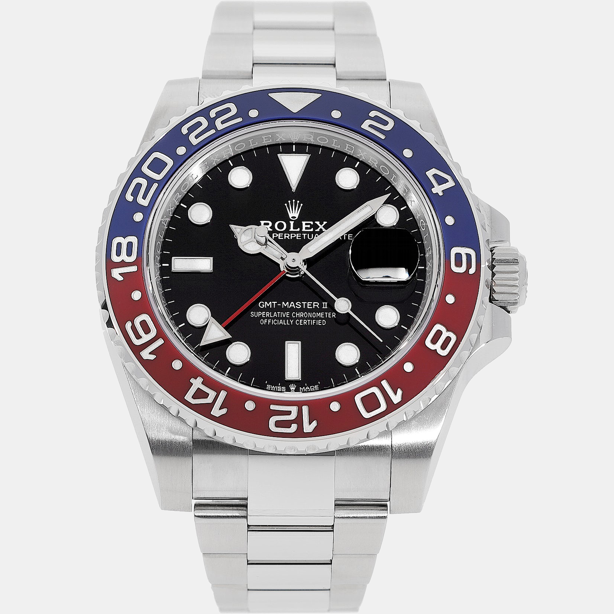 Pre-owned Rolex Black Stainless Steel Gmt-master Ii 126710 Blro Automatic Men's Wristwatch 40 Mm