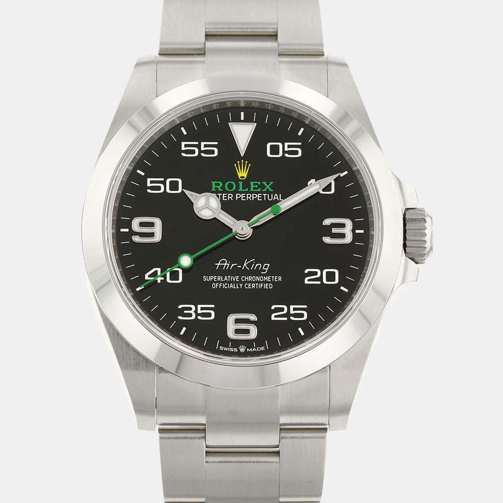 

Rolex Black Stainless Steel Air-King 126900 Automatic Men's Wristwatch 40 mm