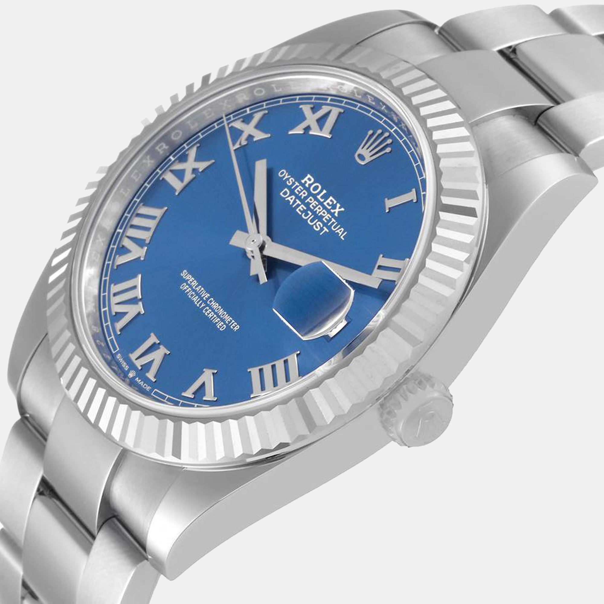 

Rolex Blue 18K White Gold And Stainless Steel Datejust 126334 Men's Wristwatch 41 mm