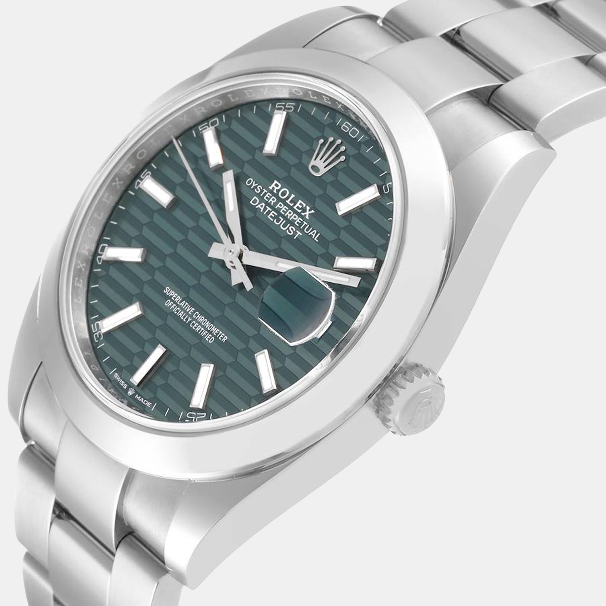 

Rolex Green Stainless Steel Datejust 126300 Men's Wristwatch 41 mm