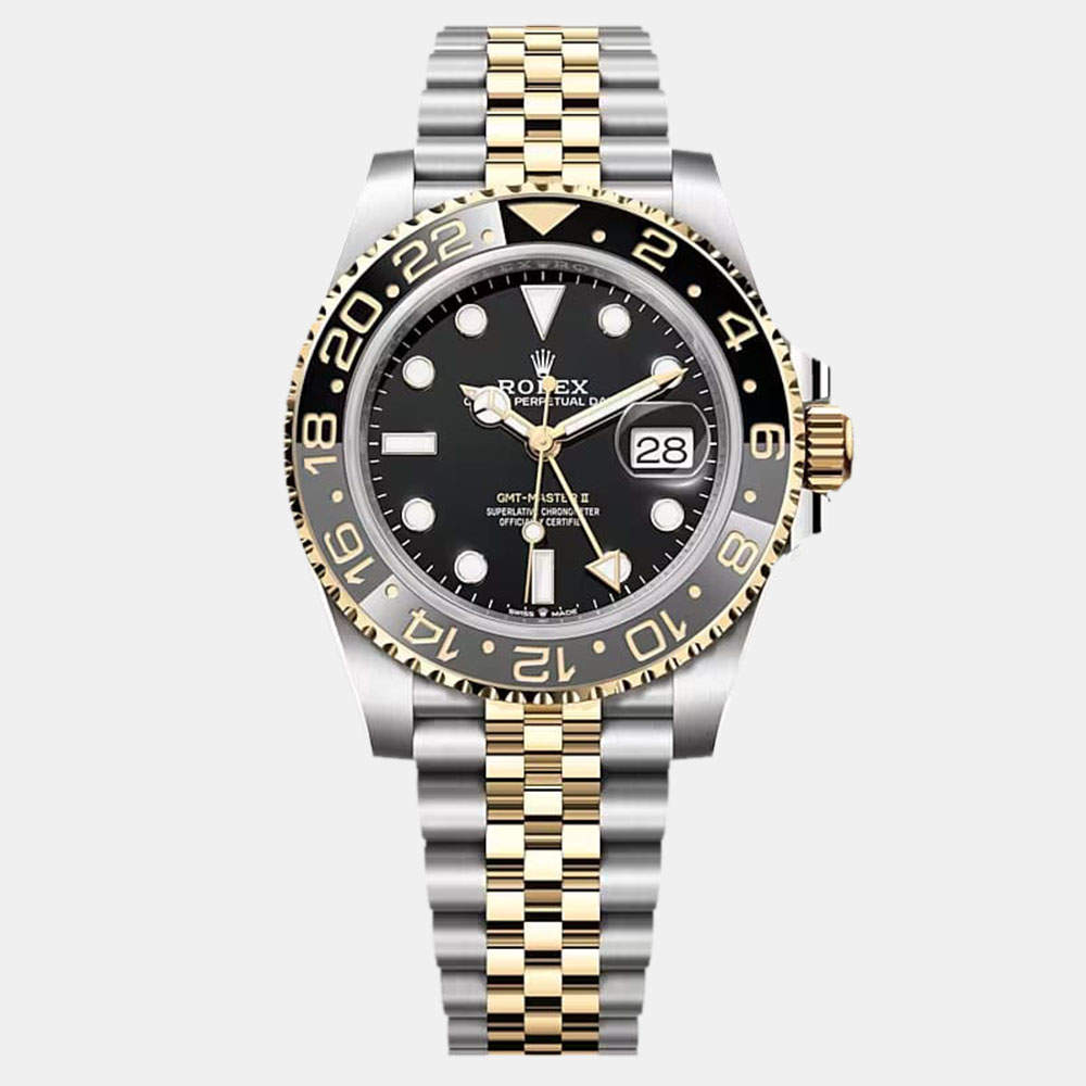Pre-owned Rolex Gmt  Black Dial Yellow Gold & Steel Jubilee 40 Mm