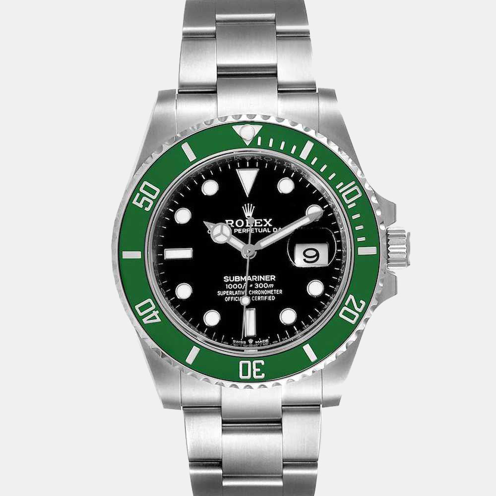 Pre-owned Rolex Black Stainless Steel Submariner Starbucks Men's Wristwatch 41 Mm