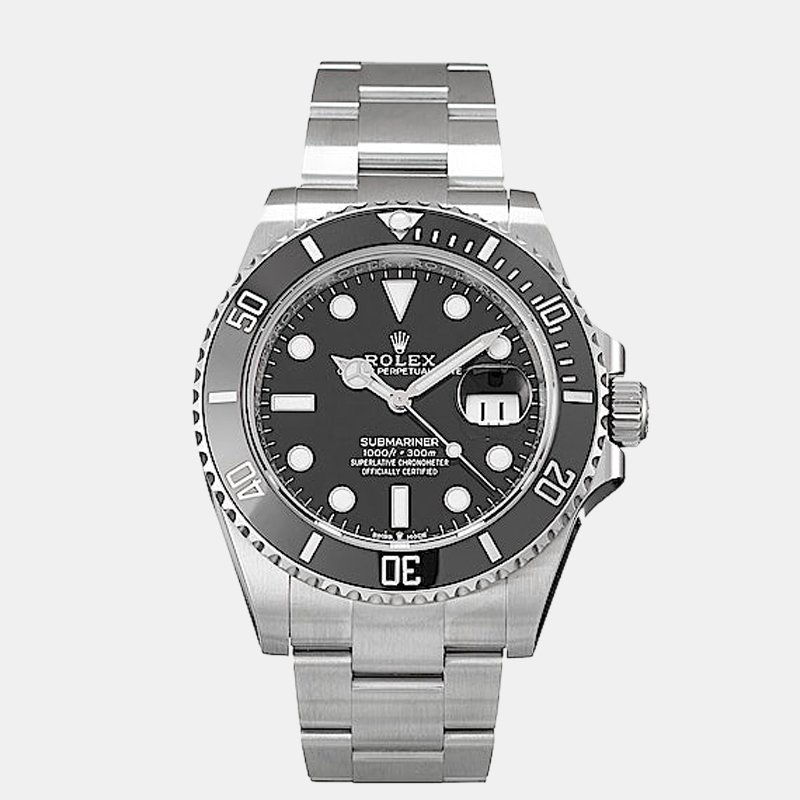 Pre-owned Rolex Black Cerachrom Stainless Steel Submariner 126610 Men's Wristwatch 41 Mm