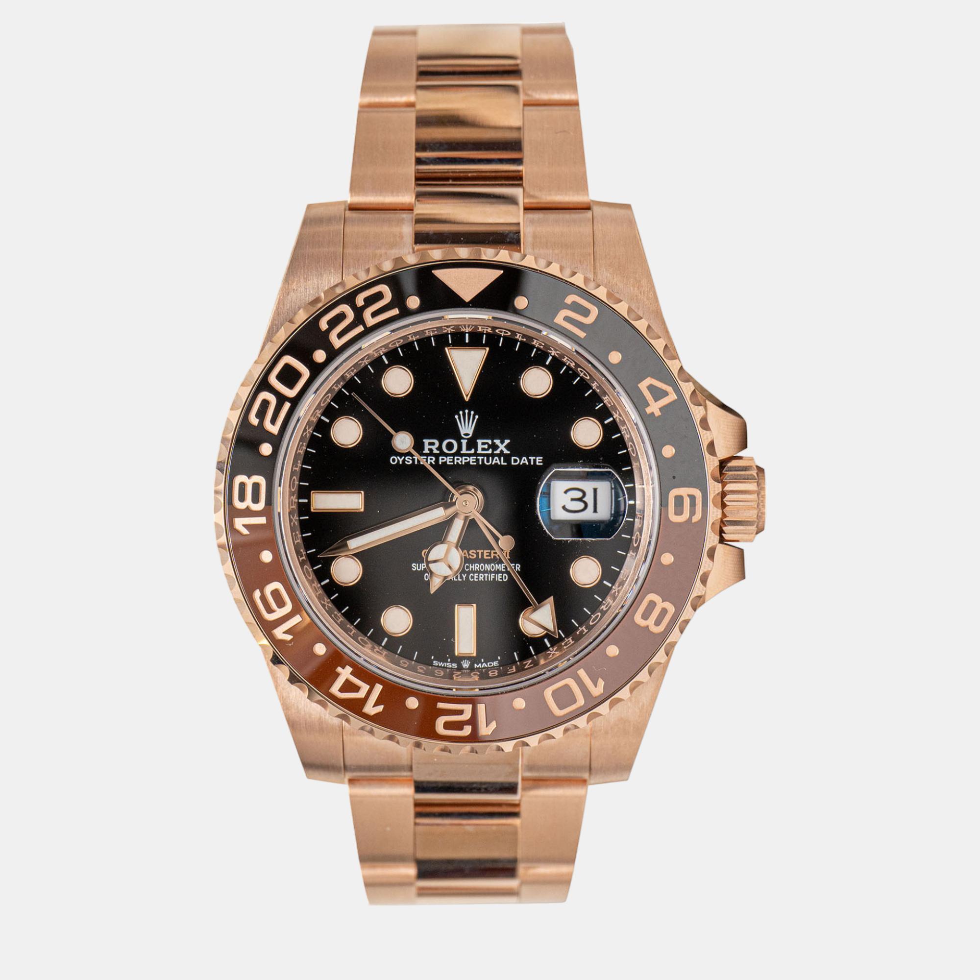 Pre-owned Rolex Gmt-master Ii 40mm Rootbeer In Everose Gold Watch In Black