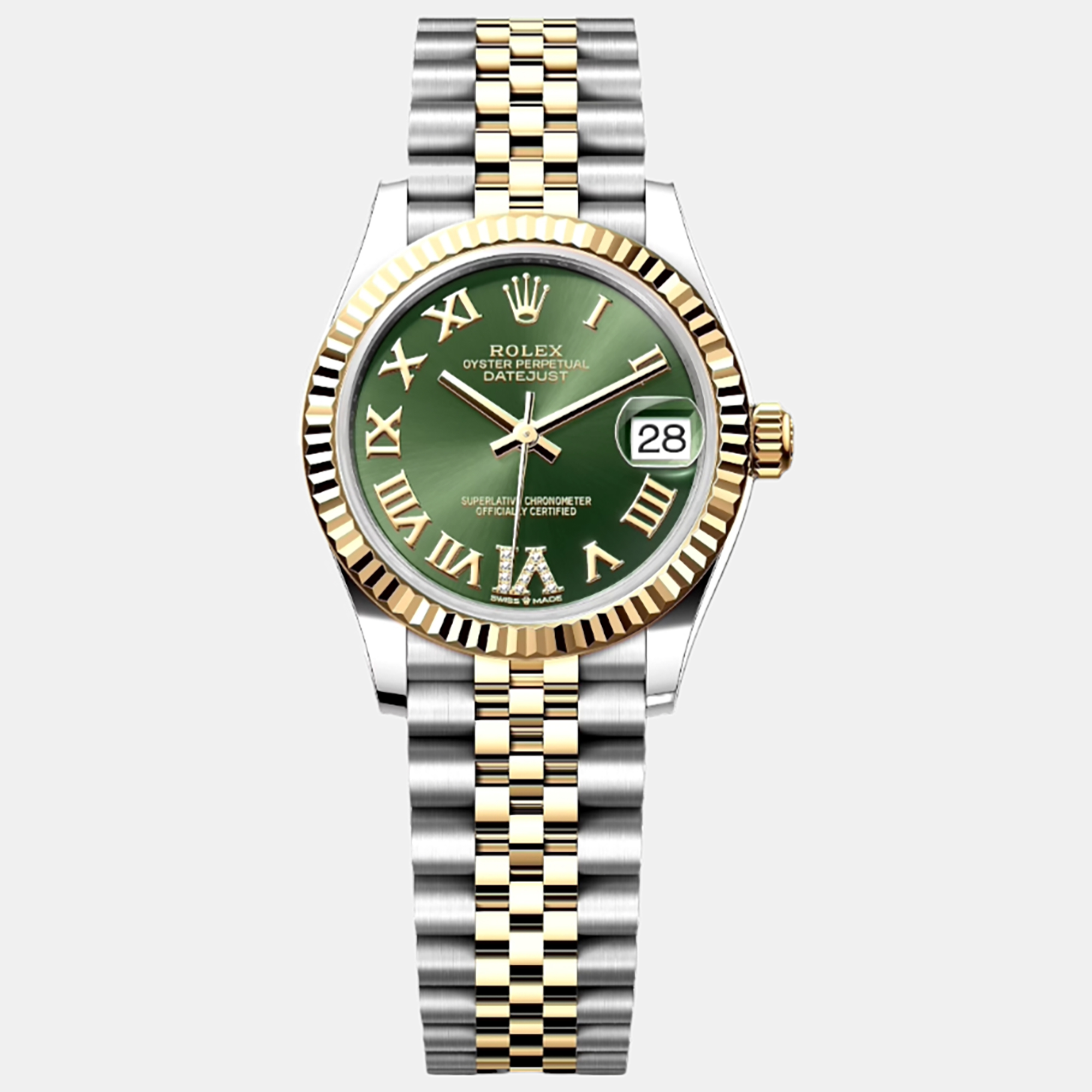 

Rolex -18K Yellow Gold & Stainless Steel 31 Datejust 278273, Green