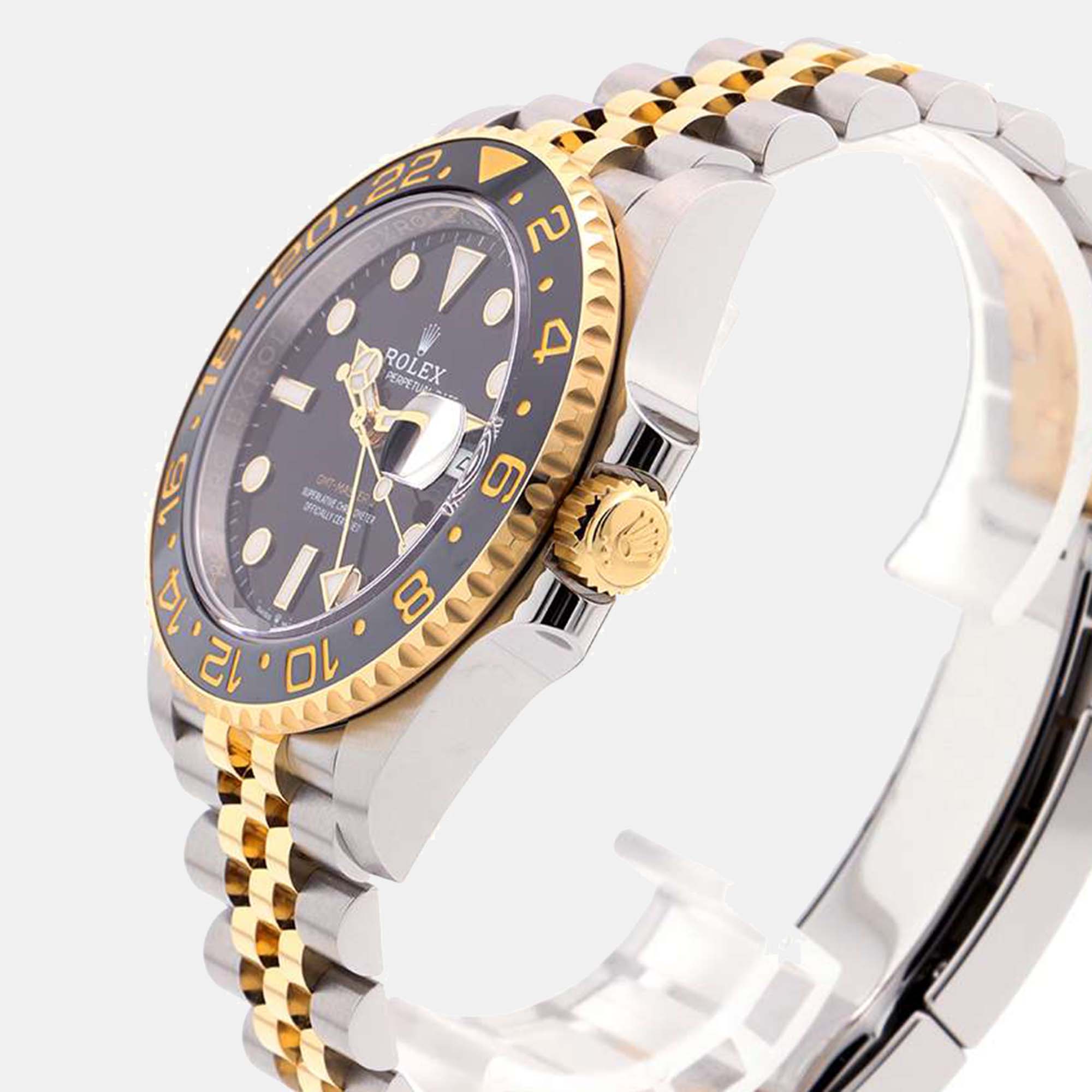 

Rolex Black 18k Yellow Gold And Stainless Steel GMT-Master II 126713GRNR Automatic Men's Wristwatch 40 mm