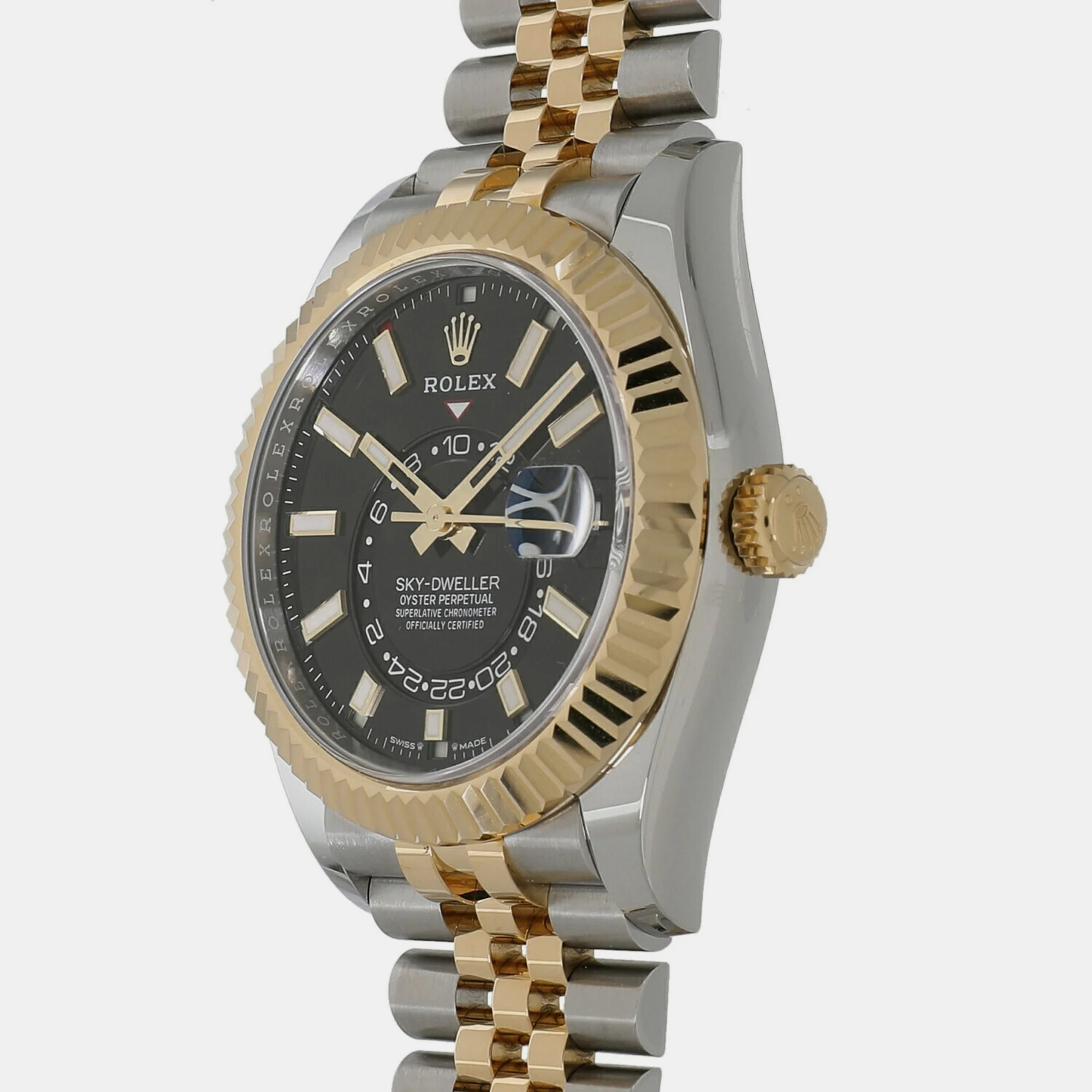 

Rolex Black 18k Yellow Gold And Stainless Steel Sky-Dweller 336933 Automatic Men's Wristwatch 42 mm