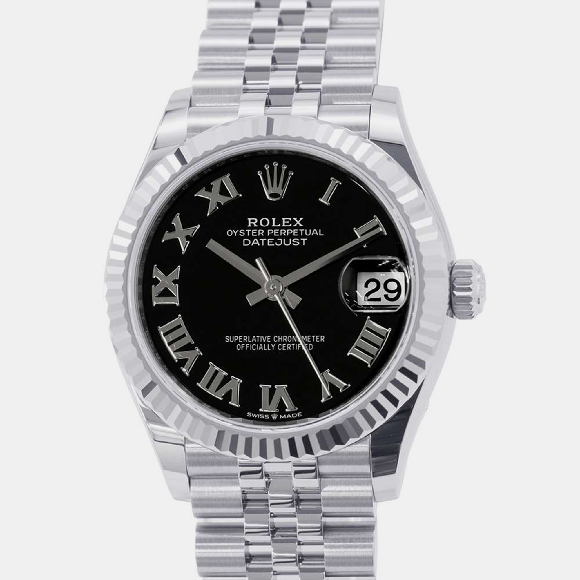 

Rolex Black 18k White Gold Stainless Steel Datejust 278274 Automatic Men's Wristwatch 31 mm