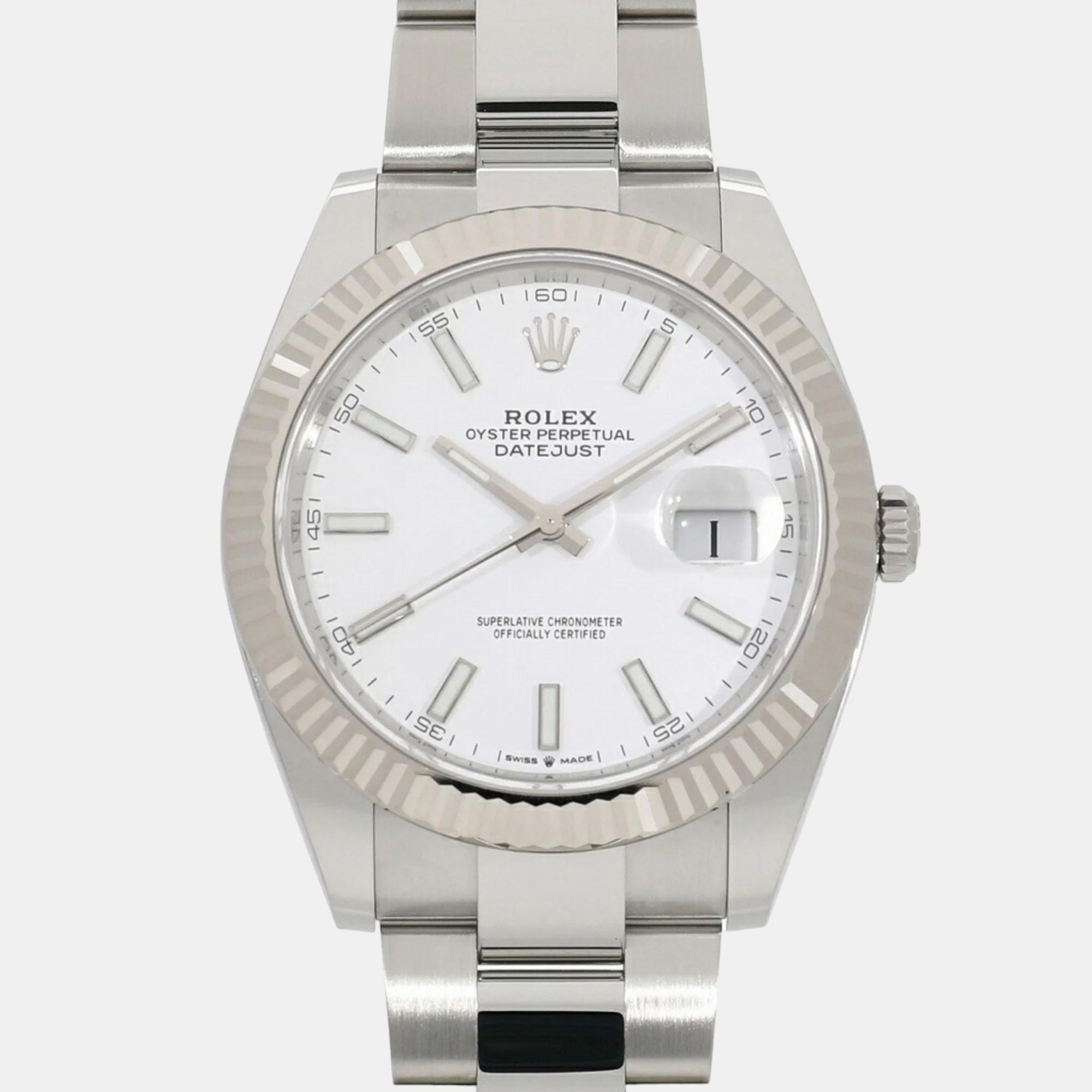 

Rolex White 18k White Gold Stainless Steel Datejust 126334 Automatic Men's Wristwatch 41 mm