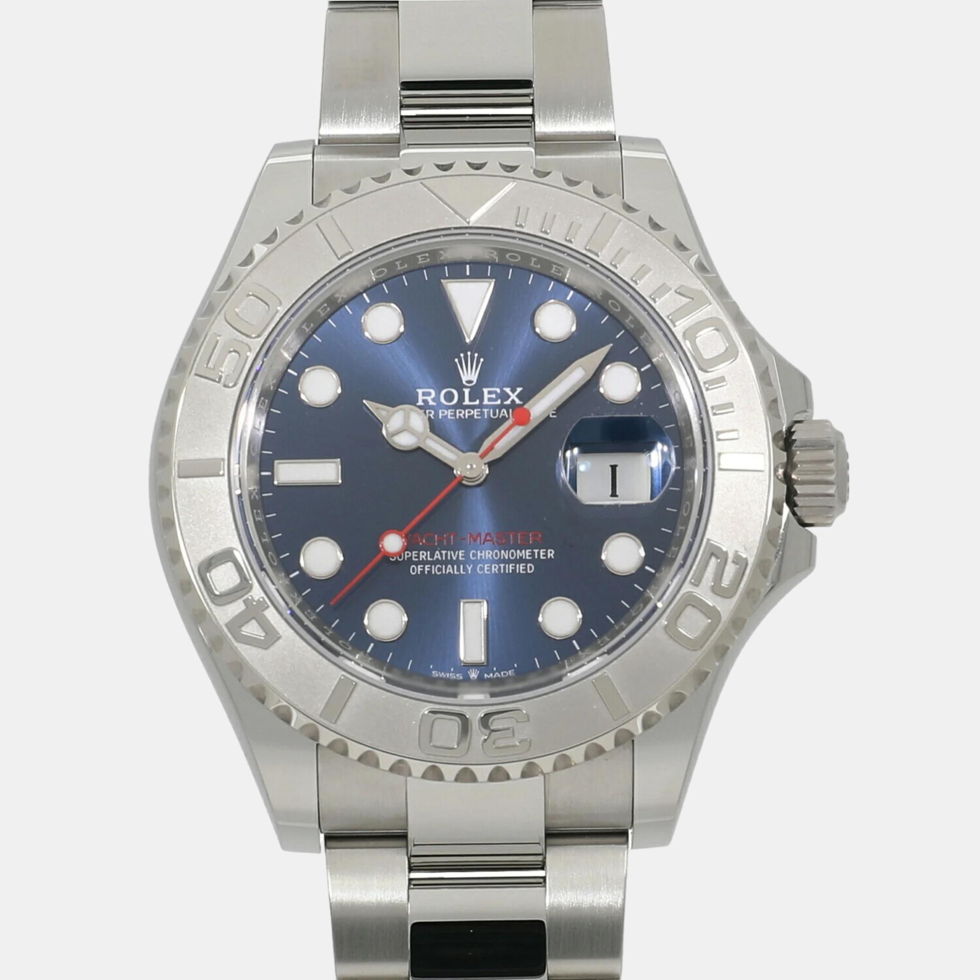 

Rolex Blue Platinum Stainless Steel Yacht-Master 126622 Automatic Men's Wristwatch 40 mm