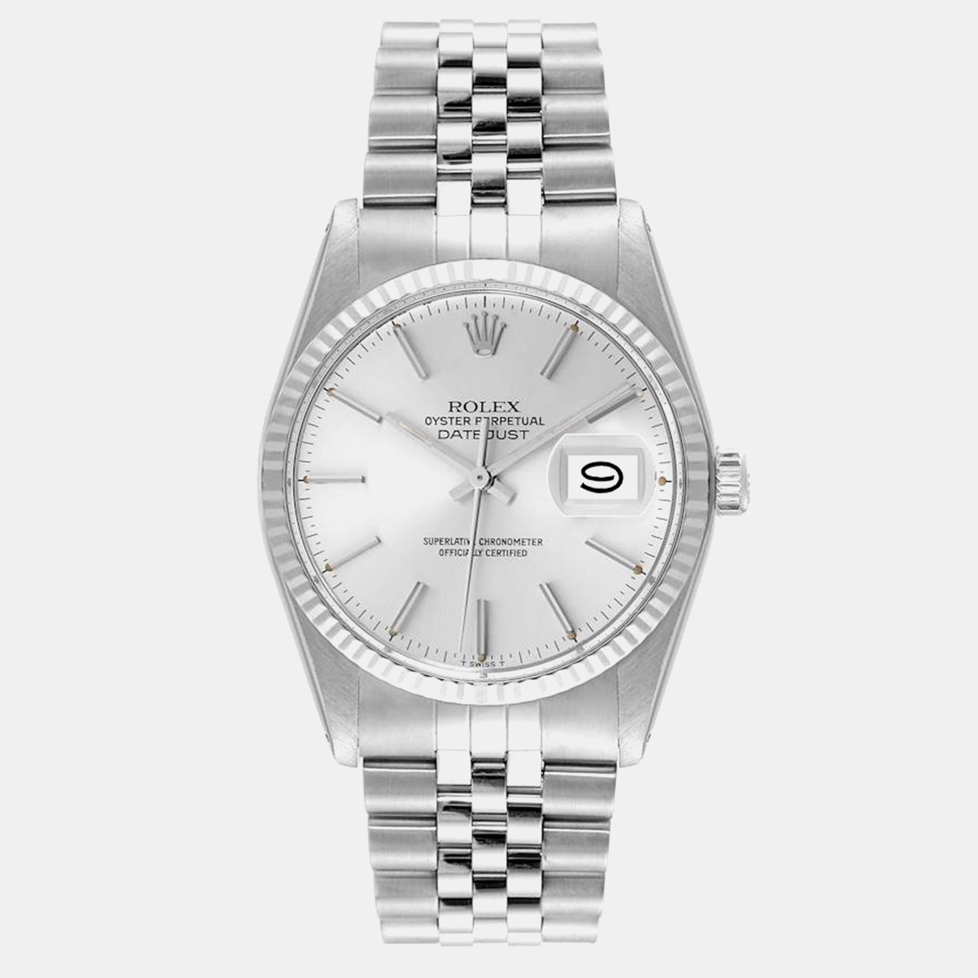 

Rolex Datejust Steel White Gold Silver Dial Vintage Men's Watch 36 mm