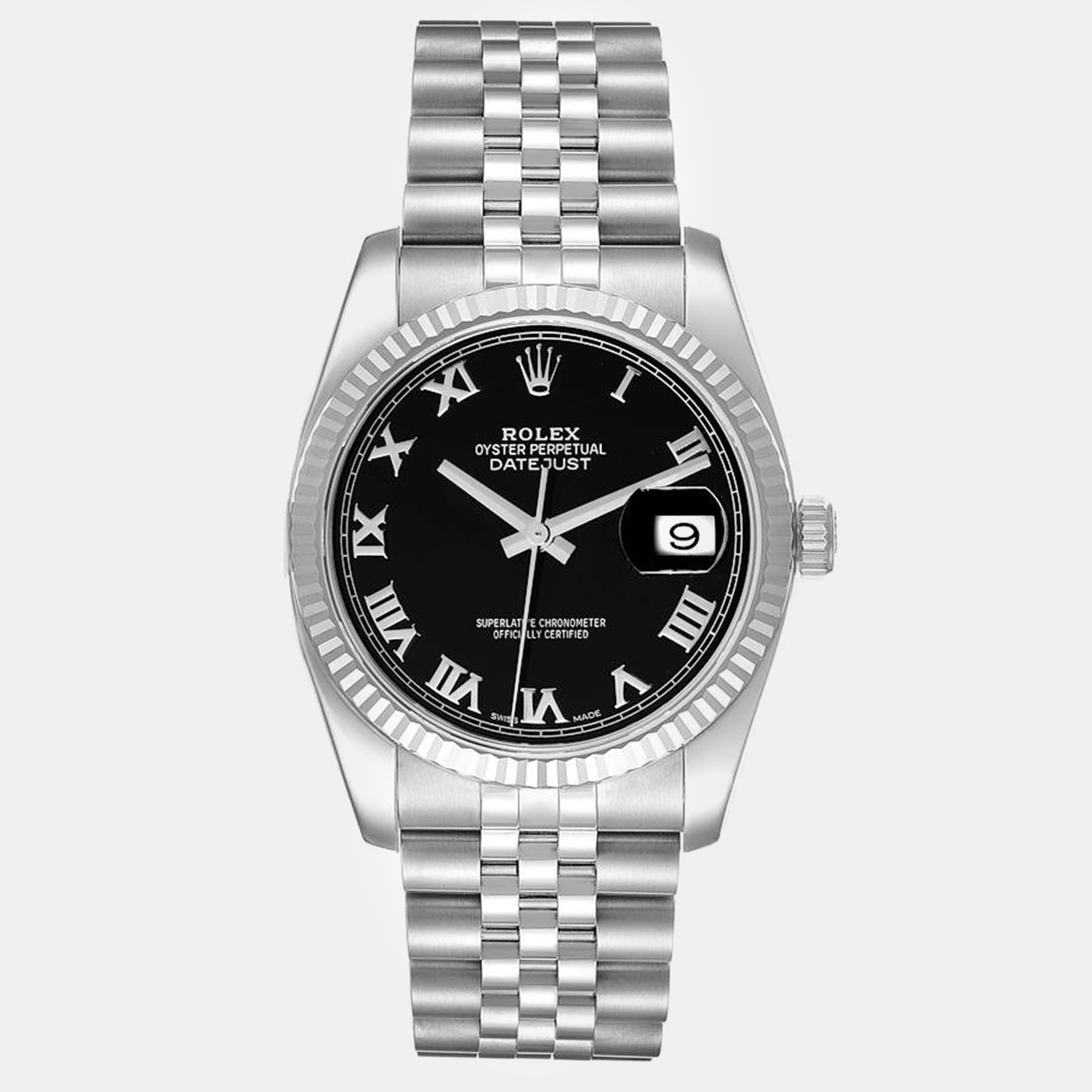 

Rolex Datejust Steel 18K White Gold Black Dial Men's Watch 36 mm