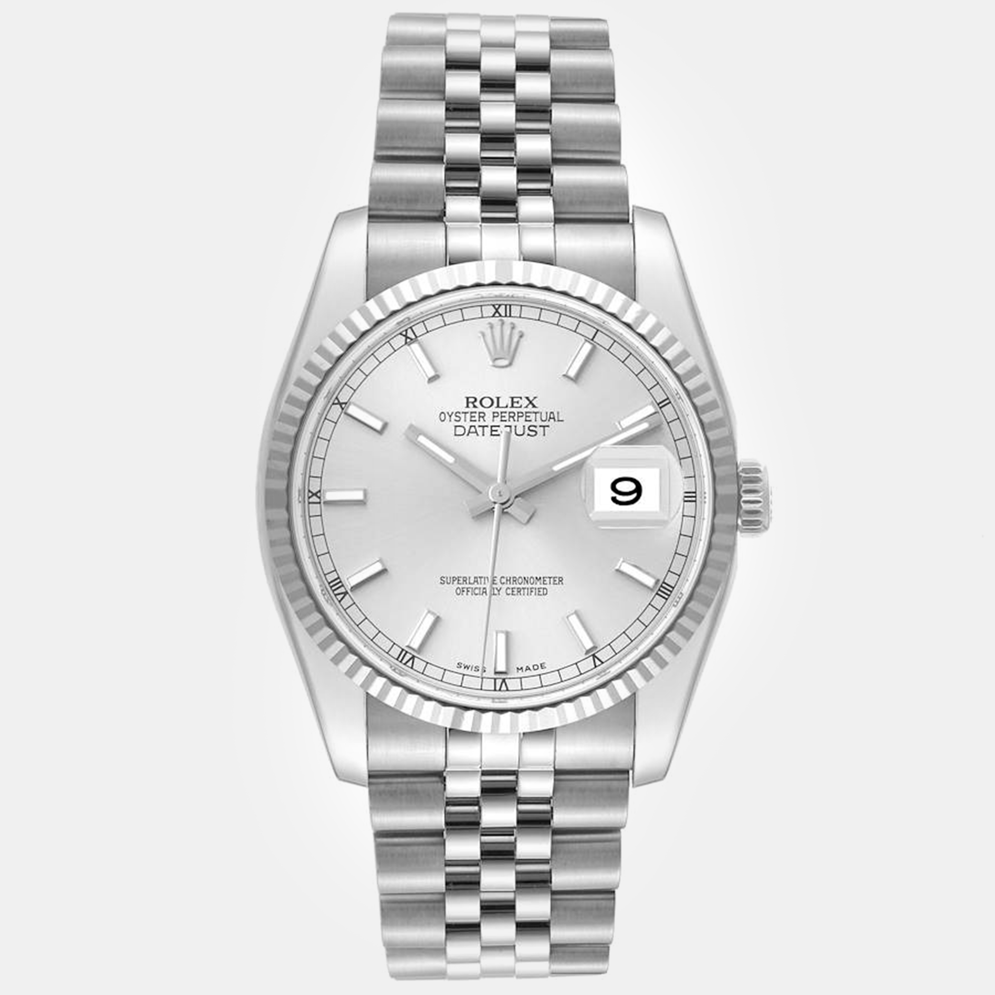 

Rolex Datejust Steel White Gold Silver Dial Men's Watch 36 mm