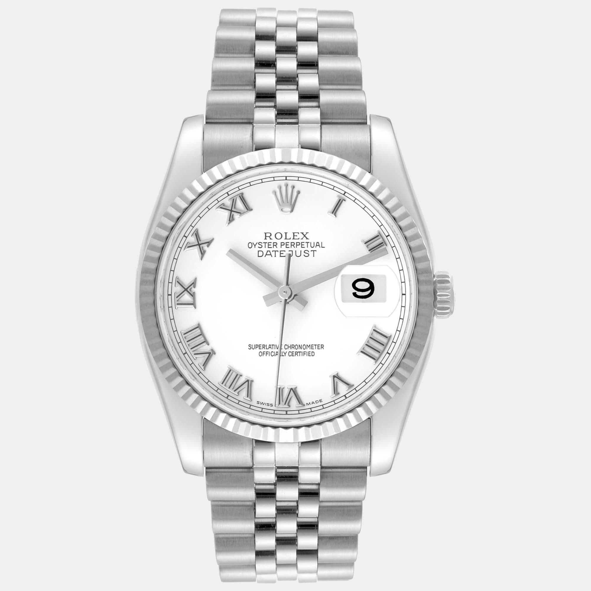 

Rolex Datejust Steel White Gold Roman Dial Men's Watch 36.0 mm