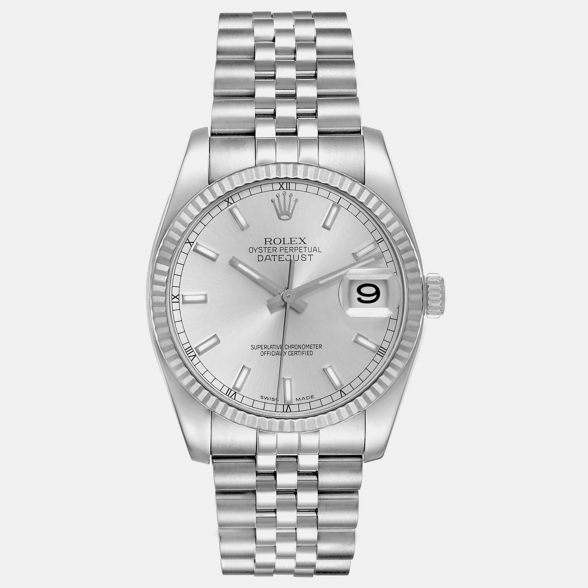 

Rolex Datejust Steel White Gold Silver Dial Men's Watch 36.0 mm