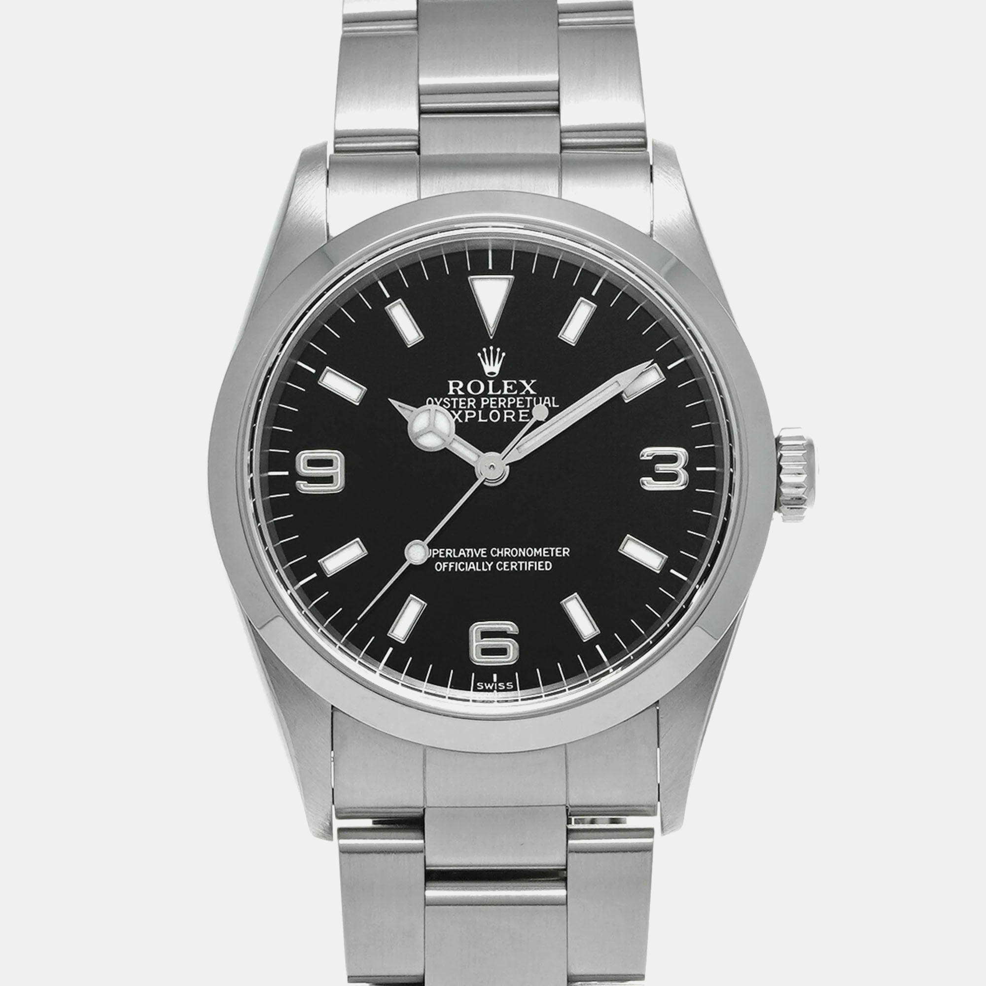 

Rolex Black Stainless Steel Explorer Automatic Men's Wristwatch 36 mm