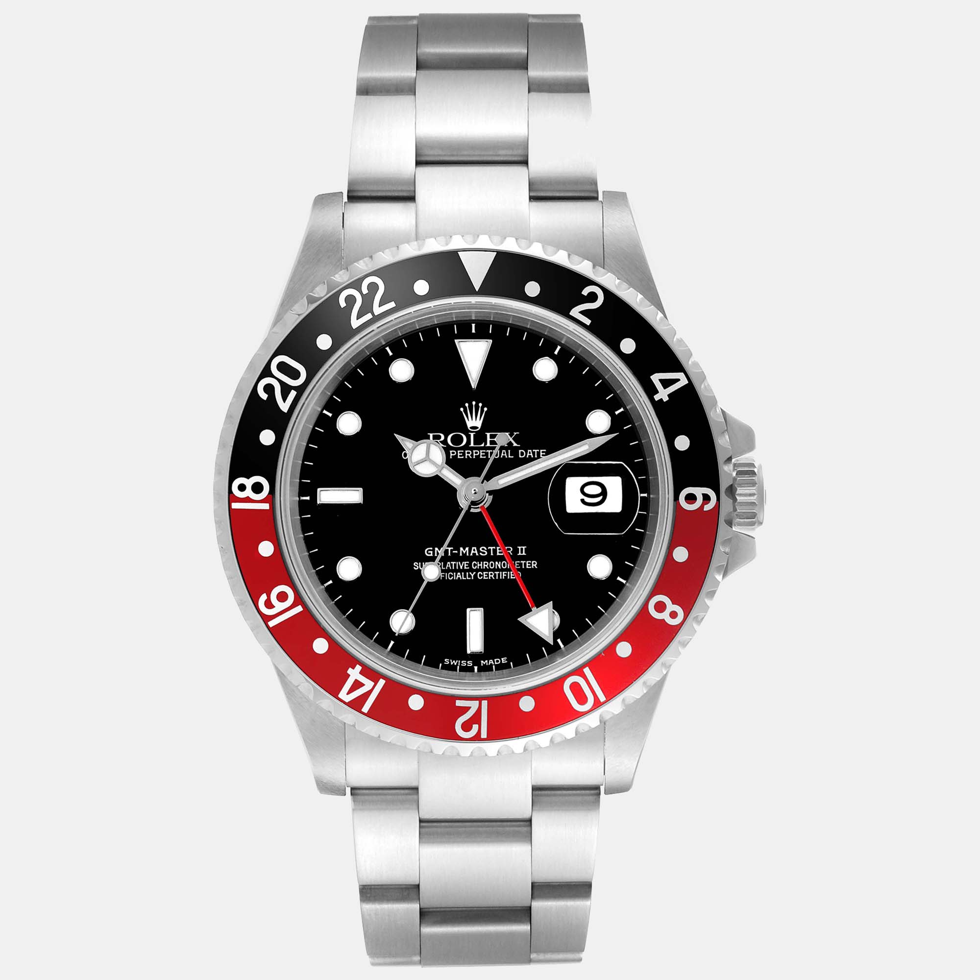 

Rolex GMT Master II Black Red Coke Bezel Steel Men's Watch 40 mm